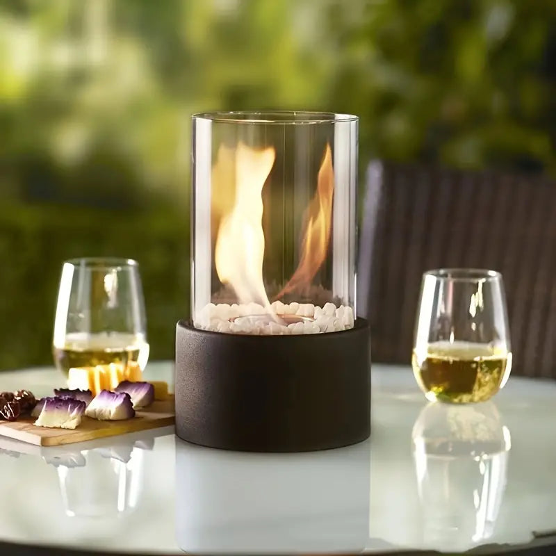 LumenFlame Compact Glass Fireplace