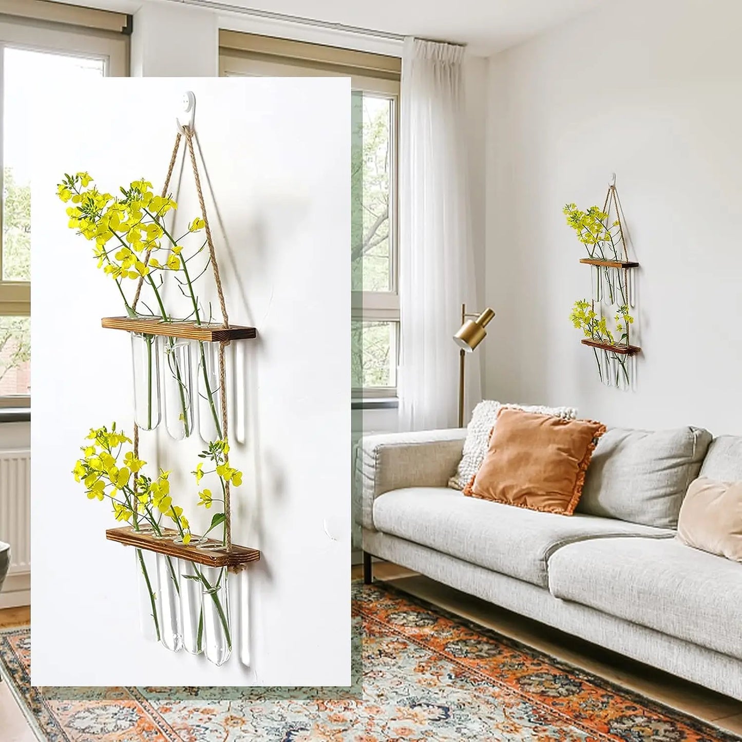 Glass Planter Vase with Wooden Stand