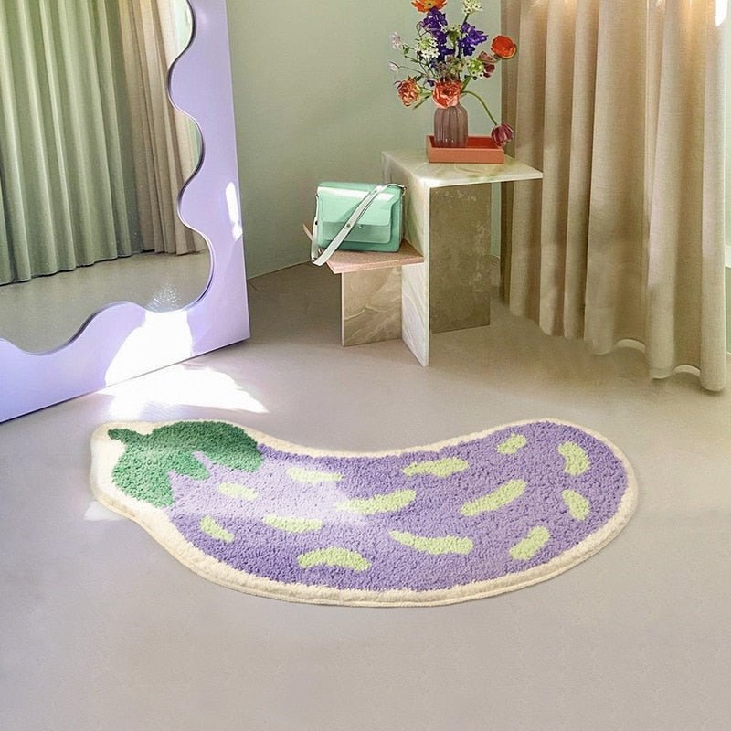 Non-Slip Bath Mat – Fun Fruit Design Banana & Aubergine
