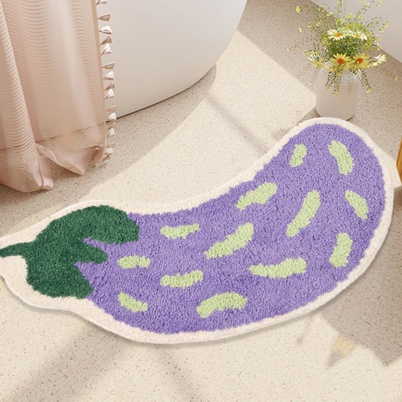 Non-Slip Bath Mat – Fun Fruit Design Banana & Aubergine