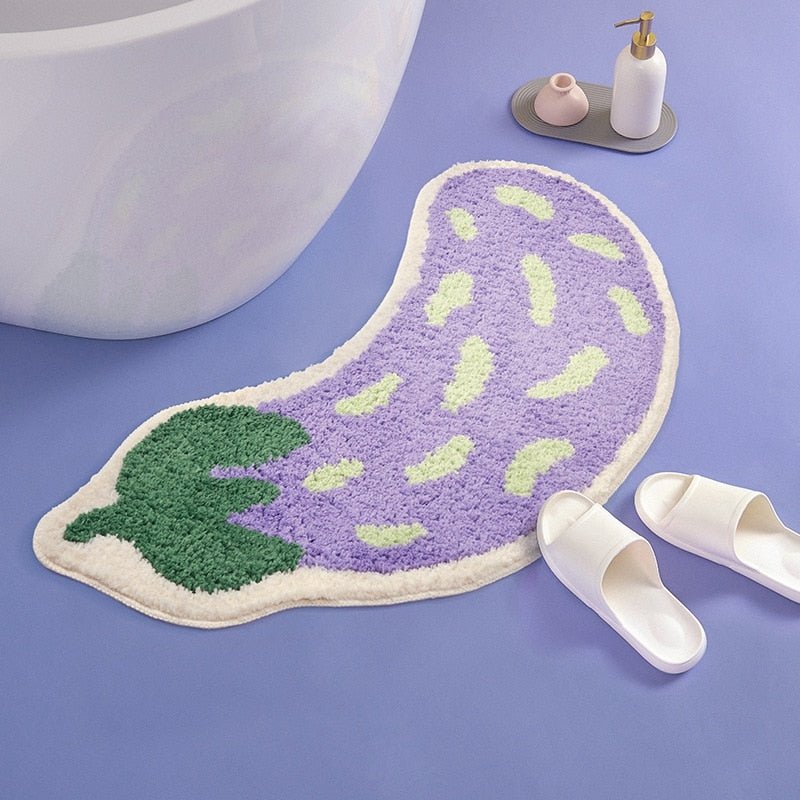 Non-Slip Bath Mat – Fun Fruit Design Banana & Aubergine